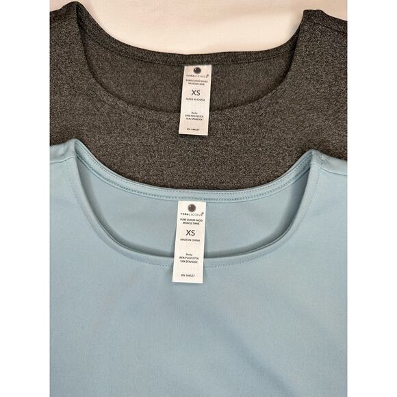 Yogalicious 2-Pack Muscle Tank Tops XS - Tourmaline & Heather Gray - Picture 3 of 3